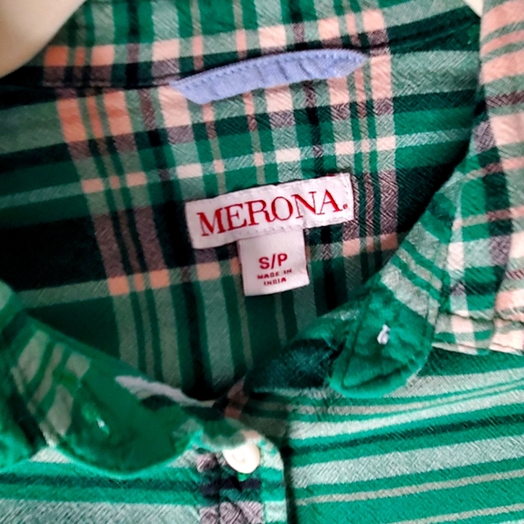 Merona Green plaid shirt Size small - Picture 3 of 4
